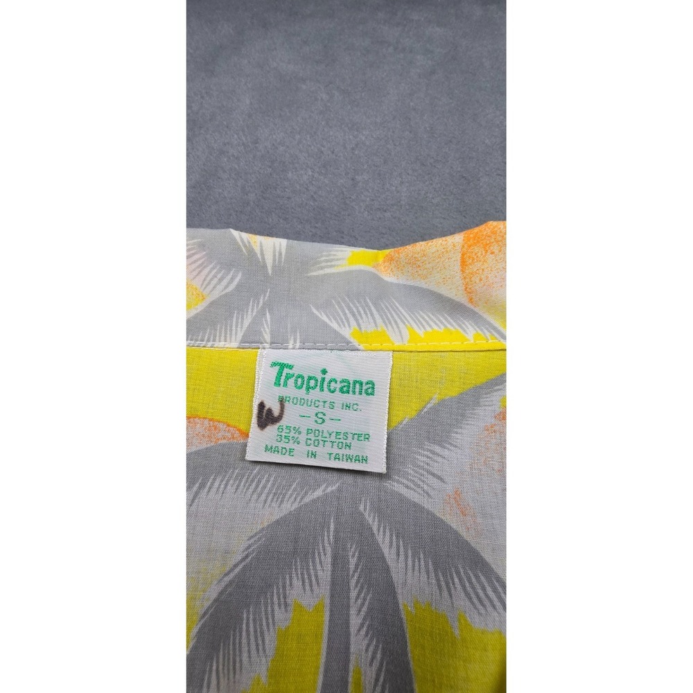 Vintage Tropicana‎ Men's SMALL Hawaiian Tropical Shirt Button Down Yellow 90's - Picture 6 of 9